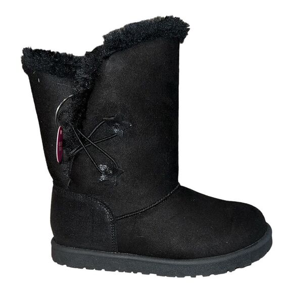 SO Elenaa Star Girls Faux-Fur Winter Boots Faux Suede Size 2 New - Picture 2 of 10